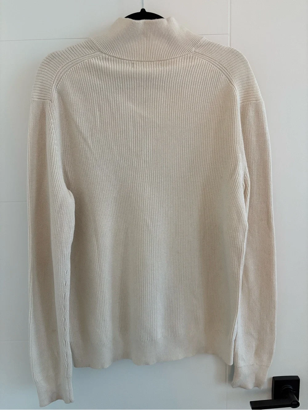 Banana Republic Men's Cream Ribbed Button-Neck Turtleneck Sweater 100% Cotton